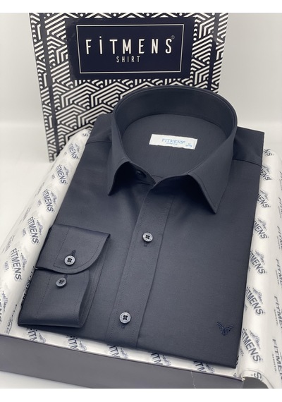 Slim Fit Uzun Kol Saten Hediye Kutulu Kolay Ütülenebilir Erkek Gömlek Fs-002968 - Lacivert-2069