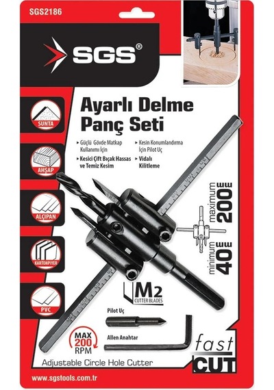 Ayarlı Delme Panç Seti 40-200 Mm Kod:2186
