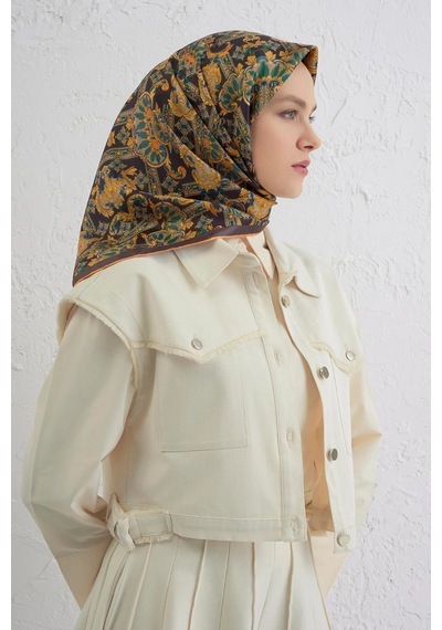 Armine Twill İpek Eşarp -2025/2026 -94162d Gri-04