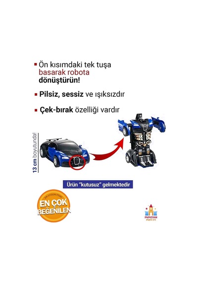 Çek Bırak Transformers Robot Araba - Kendinden Robota Dönüşebilen 1:32 Araba Beyaz