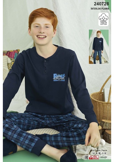 Erkek Çocuk Aydoğan Pamuklu Pijama Takımı 240728 Lacivert Lacivert Erkek Çocuk Aydoğan Pamuklu Pijama Takımı 240728 Lacivert Lacivert