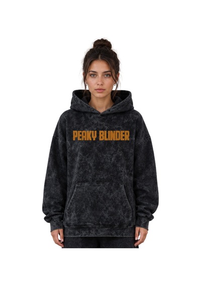Sevbano Peaky Blinders Thomas Shelby Dizi Baskılı Unisex Oversize Yıkamal Siyah