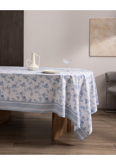 Madame Coco Aurel Pamuklu Masa Örtüsü - Mavi - 160x250 Cm 8684427229149