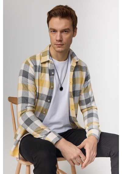 Tudors Slim Fit Dar Kesim Kareli Oduncu Sarı-beyaz Erkek Gömlek-30109-multi Çok Renkli Tudors Slim Fit Dar Kesim Kareli Oduncu Sarı-beyaz Erkek Gömlek-30109-multi Çok Renkli