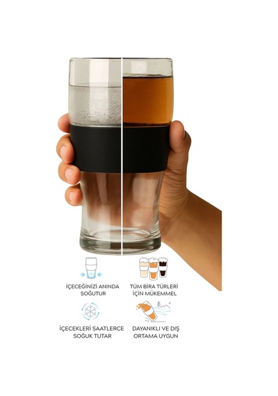 Çift Cidarlı 470 Ml Dondurulabilir Soğuk İçim Meşrubat Bira Kokteyl Buzluk Bardak Mıt1345 Şeffaf