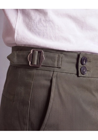 DefyModa Erkek Toka Detaylı Kumaş Pantolon Haki
