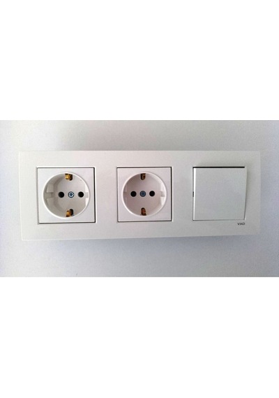 Viko Karre Beyaz 3lü Set Anahtar + Topraklı Priz + Topraklı Priz