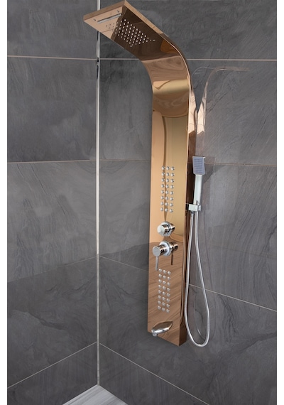 Decordem Banora Infinity Lux Duş Paneli, 5 Fonksiyonlu, Bronz