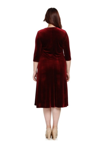 Nidya Moda Kmbinli Abiye Kadife Elbise 4073B Bordo