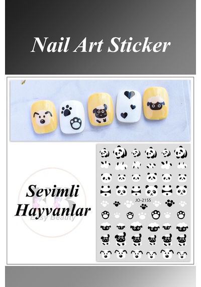 Nail Art Sticker Kendinden Yapışkanlı, Tırnak Süsleme, Tırnak Dövmesi Stikır 2155 Siyah-2155