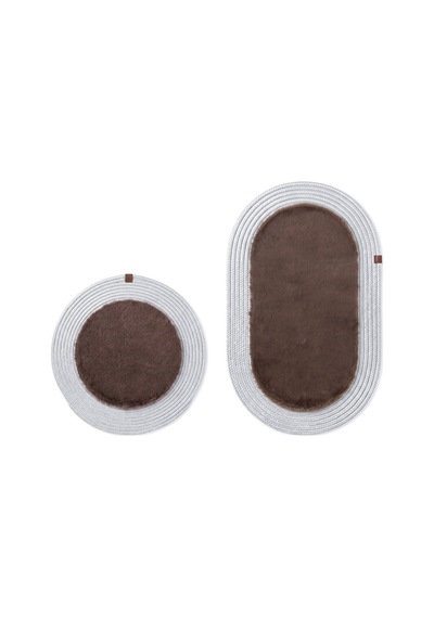 Banyo Paspası Takımı 60x100+60x60 Cm Düz Mouss Kahve & Gümüş Kahve - Gümüş