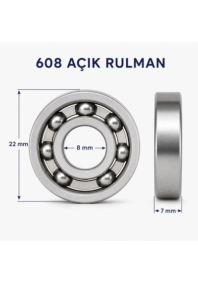 608 Kapaksız Hızlı Dönen Performans Rulmanı 8x22x7 Mm Spinner Ball Ve Hobi Uyumlu 20 Adet Adet / 20 Adet