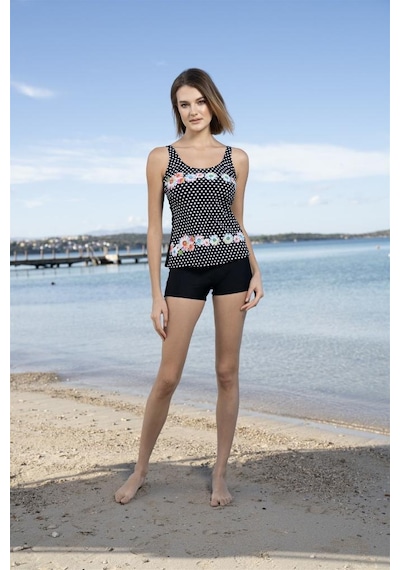 Pierre Cardin Estiva Göğsü Kaplı Empirme Şortlu Mayo Tankini Siyah