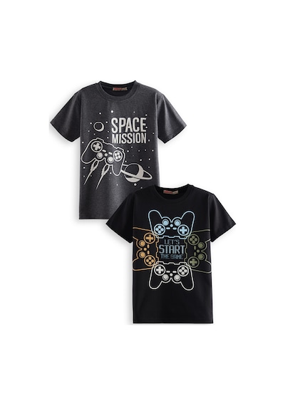 Denokids Start Game Erkek Çocuk 2'li T-shirt Takım Renkli Çok Renkli