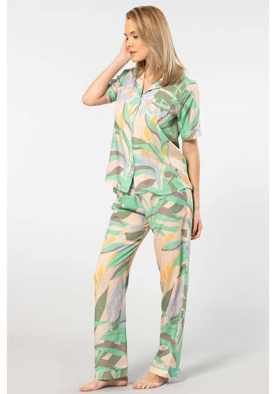 Türen Kadın Desenli Kısa Kol Dokuma Pijama Takımı 001
