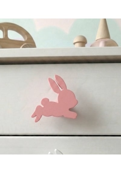 Tavşan Figürlü 3 Adet Dolap Kulpu - Çocuk Odası Modern Ve Şık 3cm Vida Ve Somun Dahil Pembe