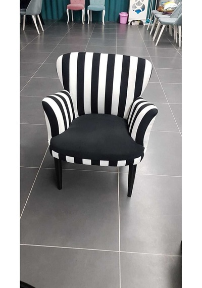 Azra Mobilya Çay Seti Koltuk Takımı Salon Balkon Kafe Ofis Kollu Oturma Grubu Çizgili Takım Siyah-beyaz