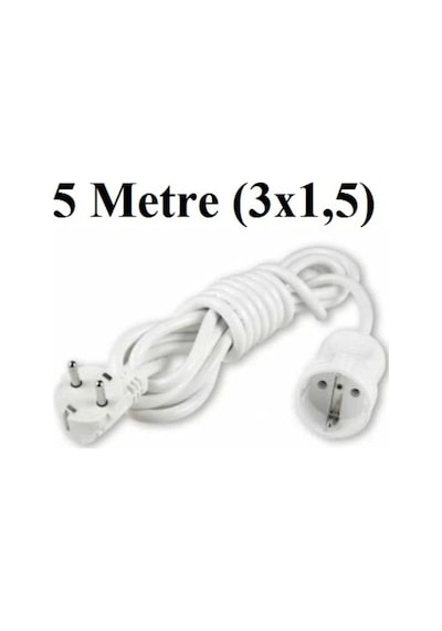 Topraklı Uzatma Seyyar Kablosu 5 Metre Tekli Priz 3x1.5 Mm