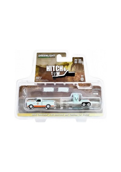 Greenlight 1/64 Hitch & Tow Series 27 - 1968 Chevrolet C-10 Shortbed Gulf Oil And Gulf Oil Tandem Ca