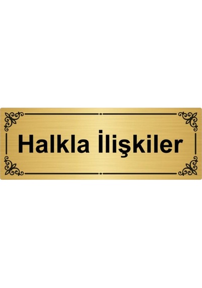 Halkla Ilişkiler 7x20cm Altın Renk Metal Yönlendirme Levhası