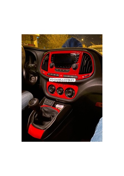 Fiat Doblo D4 Full Set Torpido, Konsol, Trim, Göğüs Kaplama Set Kırmızı Renk Özel Dizayn