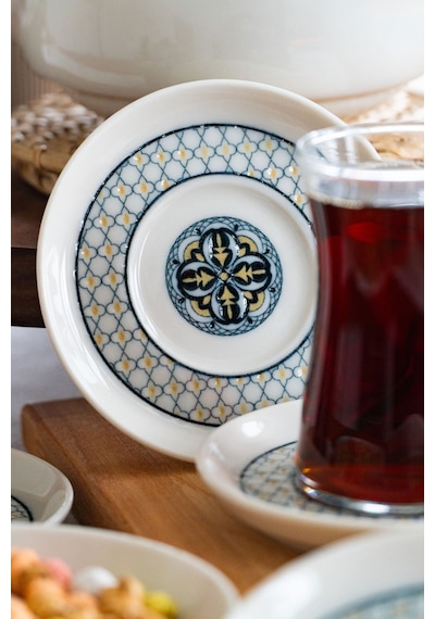 Bergama 6 Adet Porselen Çay Tabağı Çok Renkli