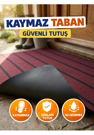 Beylini Şerit Desenli Kapı Önü Paspası Kaymaz Taban Dayanıklı Su Geçirmez Emici Nem Toz Uv Dayanıklı 45x70cm Diğer