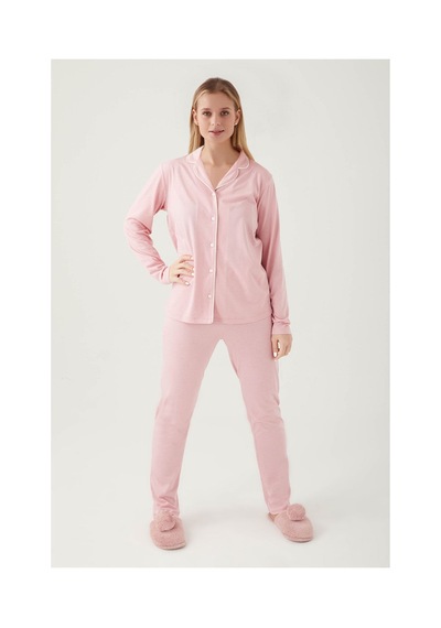 Pierre Cardin Pıercardın Bayan Yetişkin Gömlek Pijama Takımı Gül Kurusu bordo