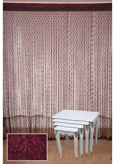Küçük Puanlı Model Bordo Renk Hazır Ip Perde 300x270 Cm