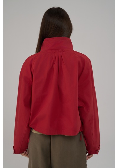 Mai Collection Liora Düğmeli Kırmızı Bomber Ceket