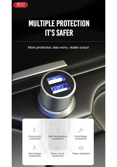 Çift Usb-a Çıkışlı Metal Araç Şarj Cihazı Ve Adaptör Cc30