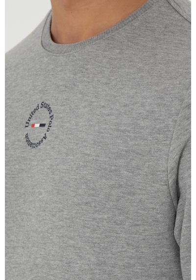 U.S. Polo Assn. Erkek Regular Fit Bisiklet Yaka Gri Melanj Sweatshirt 50293436-VR086
