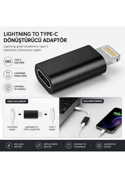 İphone İle Uyumlu Type-c Şarj Otg Çevirici Adaptör Usb-c Dönüştürücü Adaptör Aparatı Zr351