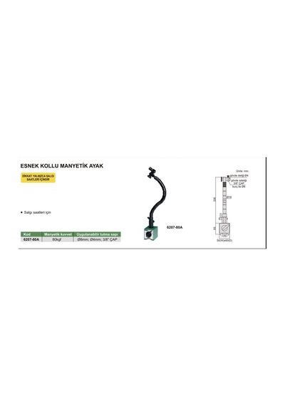Insize 6207-80A Esnek Kollu Manyetik Ayak
