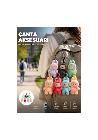 Dekoratif Labubu Karakter Figürü Kaliteli Peluş Malzeme -