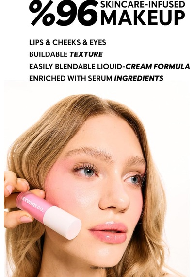 Cream Co. Allık Ruj Göz Farı Glow Tint Radiant Pink, Nemlendirici Makyaj, 505 Pembe, Hyaluronik Asit Peptit Sku: Smg8690010406385