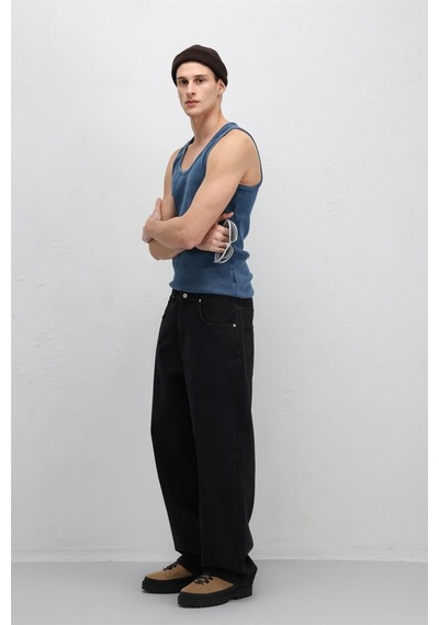Vamos Yıkamalı Tank Top Kaşkorse Atlet İndigo