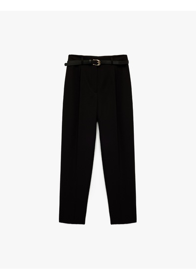 Koton Yüksek Bel Cigarette Pantolon Kemerli Slim Fit Siyah 7wak40013uw