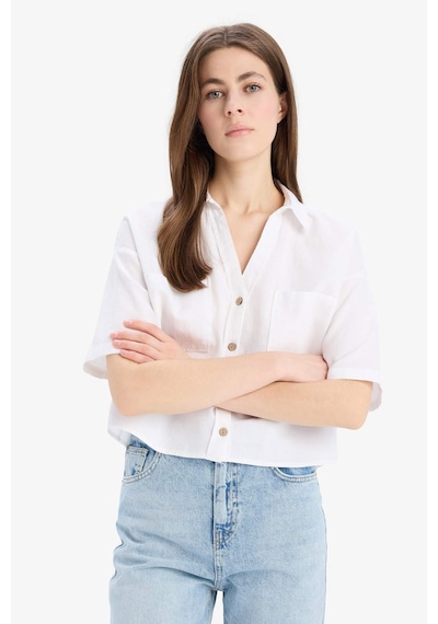 DeFacto Boxy Fit Cepli Basic Düz Kısa Kollu Gömlek V2523AZ25SPWT34