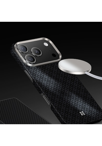 Apple Uyumlu iPhone 17 Pro Max Kılıfm-safe Şarj Özellikli Benks Armorair Armorgrid Serisi Kevlar Siyah Siyah
