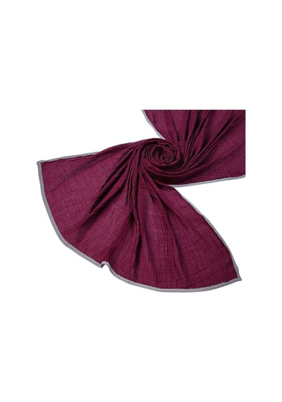 Mim Eşarp Biyeli Müslin Düz Renk Şal 90x190cm Bordo - Gri