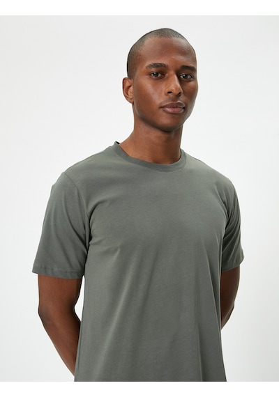 Koton Basic Tişört Slim Fit Kısa Kollu Bisiklet Yaka Haki 5wam10041hk Haki
