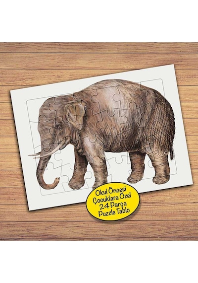Sevimli Büyük Fil Çocuklara Özel Puzzle Yapboz Tablo-87207