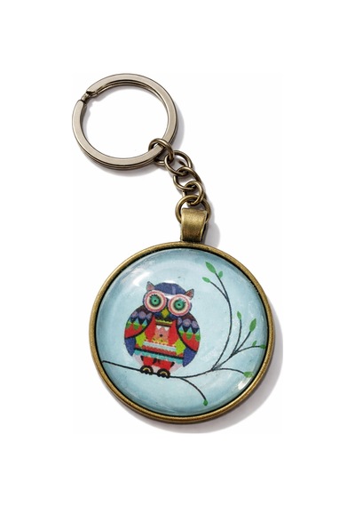 Unisex Baykuş Desenli Metal Anahtarlık Bronz Renk Yetişkin Genç Aksesuar