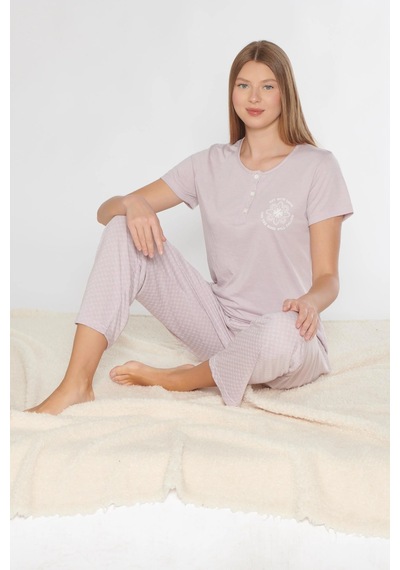 Alperi Kısa Kol Pijama Takımı Viskon 780-54 LILA