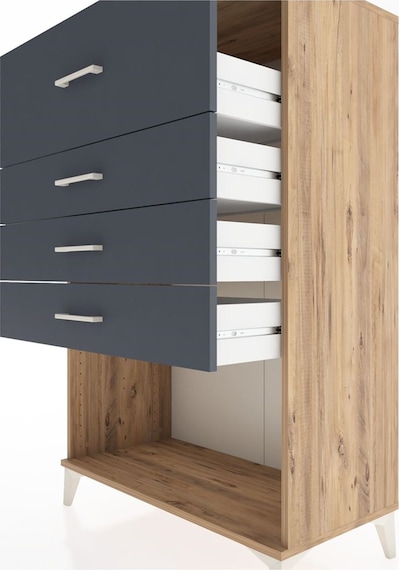 Hyperion Dolap 4 Çekmeceli 88x44x134 Çam-antrasit Atlas Çam