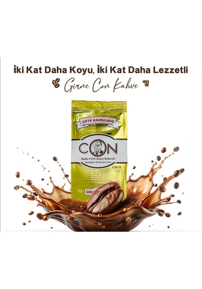 Girne Con Kahve Çifte Kavrulmuş Türk Kahvesi, Gold Label, 125 Gram, Öğütülmüş,%100 Arabica, Kıbrıs Üretim