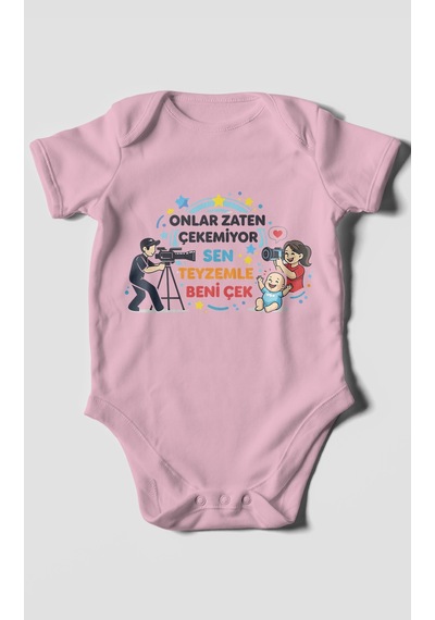 Morivokids Teyzeye Özel Kısa Kollu Bebek Body %100 Pamuk Zbn90-kk Koyu Pembe
