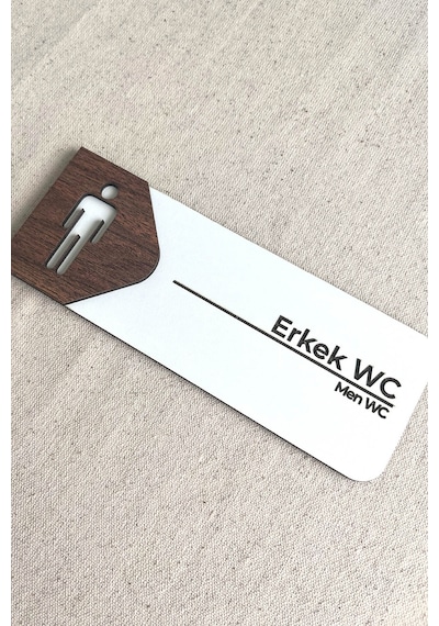 Erkek Wc Kapı Tabelası Tuvalet Yönlendirme Levhası 19x7 Cm Çift Katmanlı - Kl-wc527