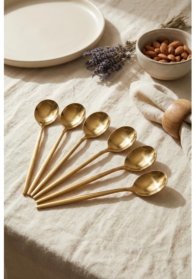 6'lı Lüks Gold Paslanmaz Çelik Yemek Kaşığı Seti 21 Cm Gold - Gümüş